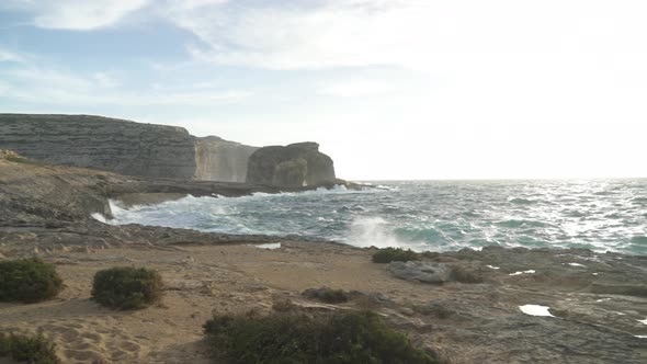 Panoramic View of Fungus Rock - a Small Islet in the Form of a 60-Metre-High Limestone