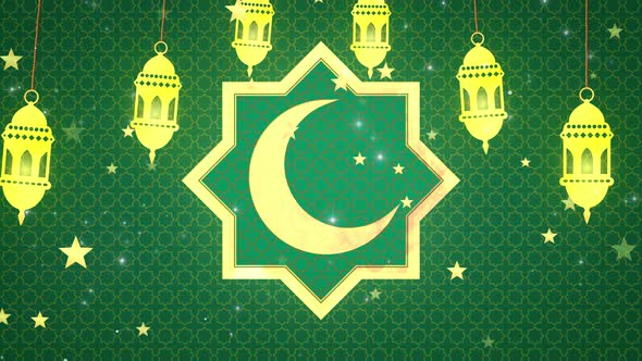 Ramadan Crescent and Lanterns
