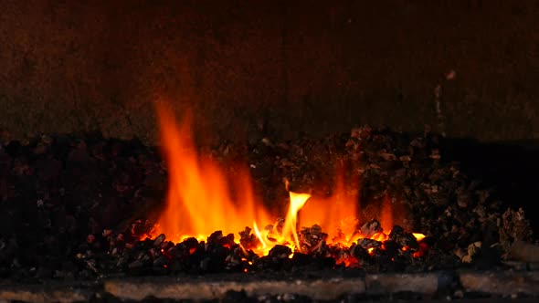 Fire In A Medieval Fireplace alt