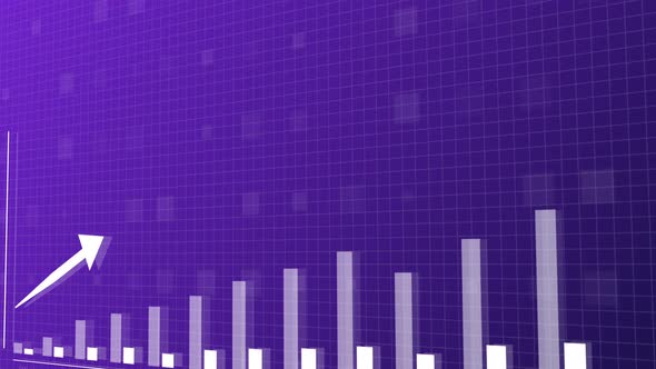 Blue and purple upwards bar graph