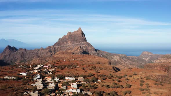 Aerial view of Brianda mount in Rebeirao Manuel in Santiago island in Cape Verde - Cabo Verde