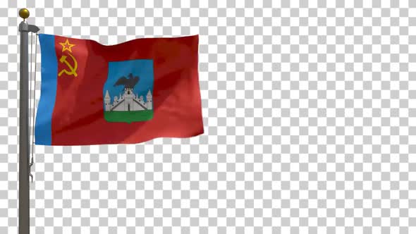Oryol City Flag (Russia) on Flagpole with Alpha Channel - 4K alt