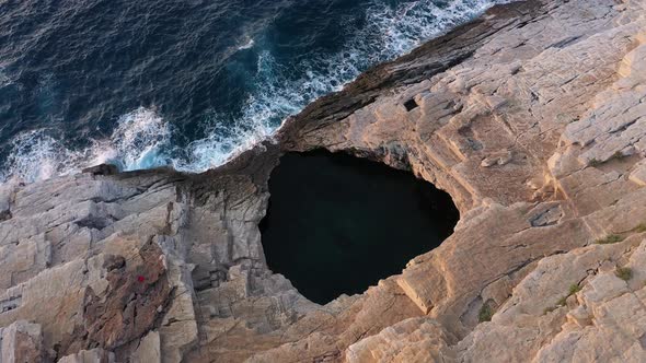 Aerial View of Giola Natural Sea Pool in Thassos Island, Greece alt