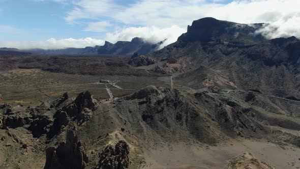 Flying over Roques de Garcia rock formations in Tenerife, Canary Islands, Spain alt