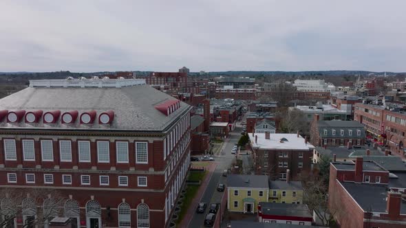 Slide and Pan Shot of Historic Brick Building of Malkin Athletic Centre in Harvard University alt