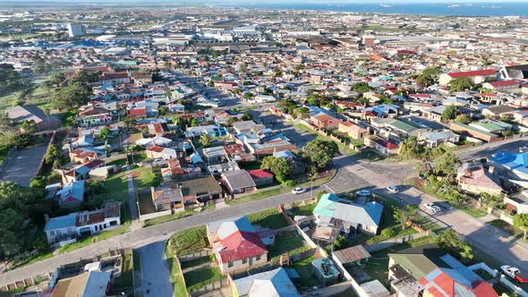 Drone Flying Over Crowded Neighborhood in South Africa