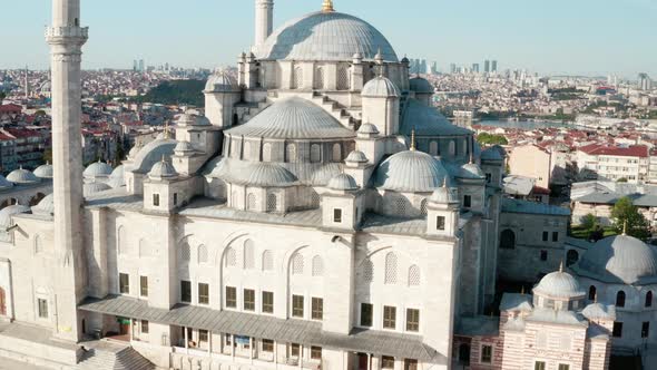 Istanbul City And Fatih Mosque Quarantine Aerial View 4