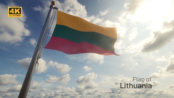 Lithuania Flag on a Flagpole - 4K alt