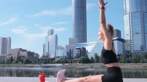 Woman working out in city