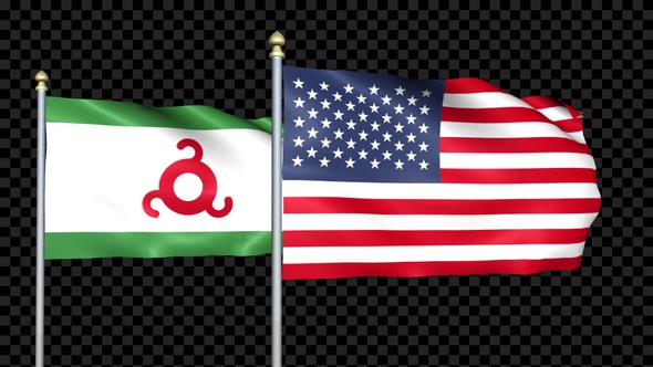 Ingushetia And United States Two Countries Flags Waving alt