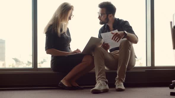 Teamwork Discussing Marketing Meeting. Coworkers Brainstorm In Corporate Online. Collaboration alt