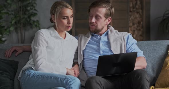 Happy Couple Business Partner at Home Surfing Internet Searching Information Spending Time Together alt