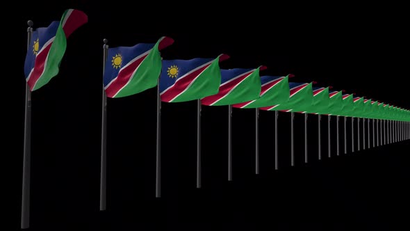 Row Of Namibia Flags With Alpha 2K alt