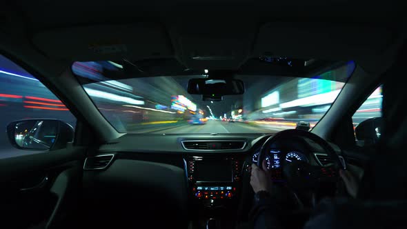 4k Driving hyper lapse from car interior