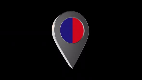 3d Animation Map Navigation Pointer With Flag Of Cagliari (Italy) With Alpha Channel - 2K alt