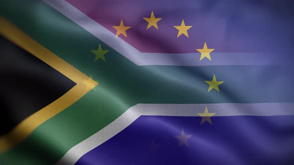 EU South Africa Flag Loop Background 4K