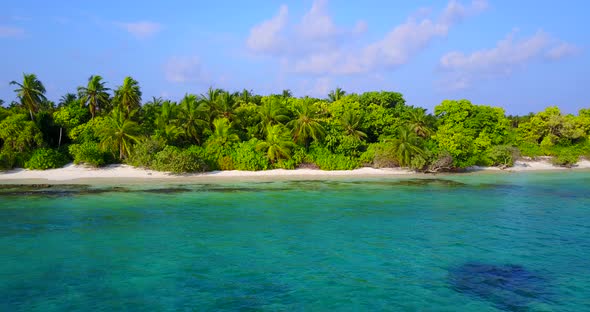 Daytime drone abstract shot of a white paradise beach and aqua blue water background in high resolut alt