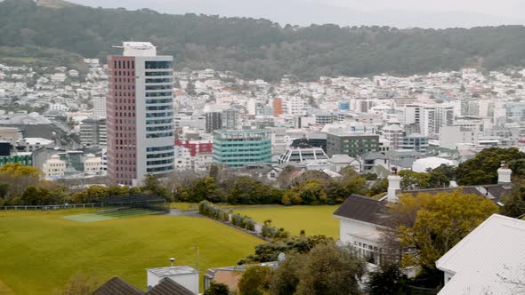 Aerial View of Wellington on a Cloudy Morning New Zealand alt