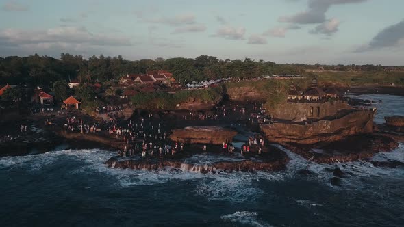 Aerial View of of Tanah Lot Temple at Sunset