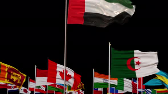 uae Flag With World Flags In Alpha Channel