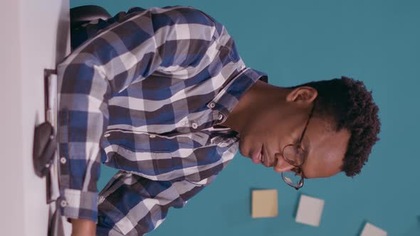 Vertical Video Negative Person Crossing Arms and Doing Rejection Gesture alt