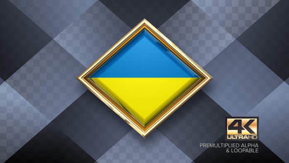 Ukraine Flag Rotating Badge 4K Looping with Transparent Background