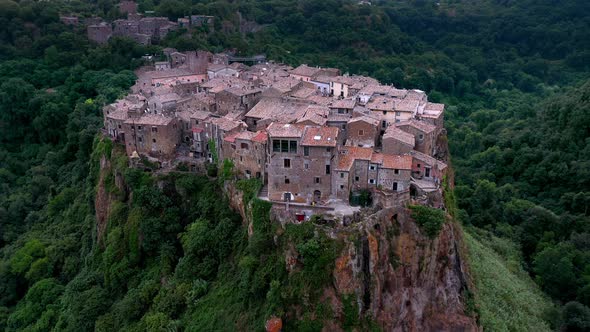 Aerial view of Calcata Vecchia village