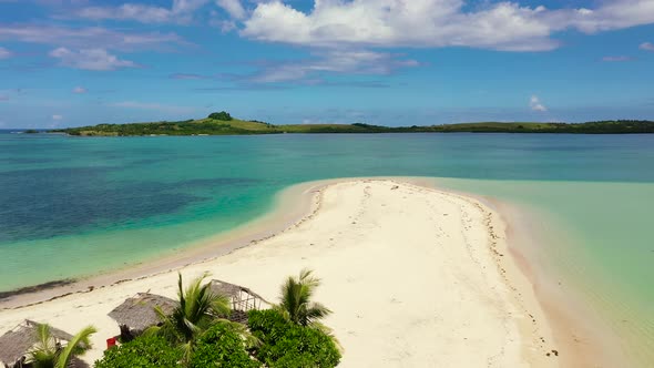 Wild White Sand Beach with Coconut Trees. Cotivas Island Cottage. Caramoan Islands, Philippines. alt
