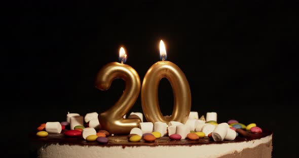 Twenty Anniversary Candle Number on Cake