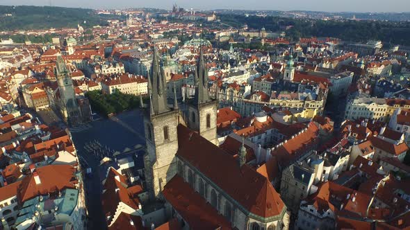 Aerial of the Old Town Square and buildings