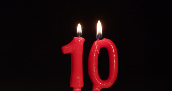 Number Ten Burning Candle Tenth Anniversary