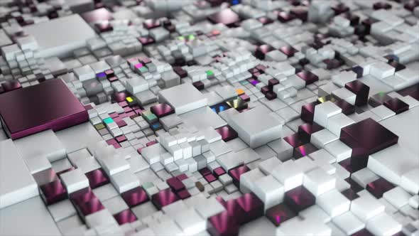 Abstract 3d White Rainbow Cubes Background alt