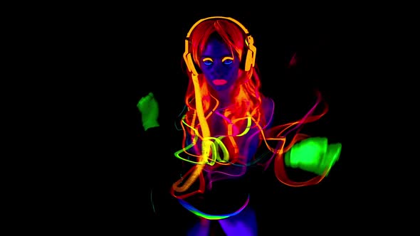 glow uv neon sexy disco female cyber doll robot electronic toy alt