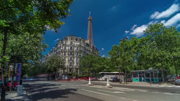 Eiffel Tower Behind Historic Buildings in Paris Timelapse Hyperlapse France alt