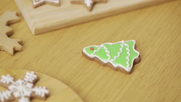 The process of decorating Christmas cookies