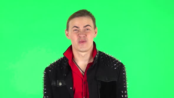 Frustrated Guy Says Wow on Green Screen alt