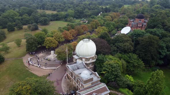 Drone Flying Around an Observatory in London's Green Park