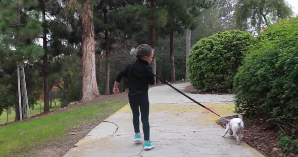 Girl Walking Dog