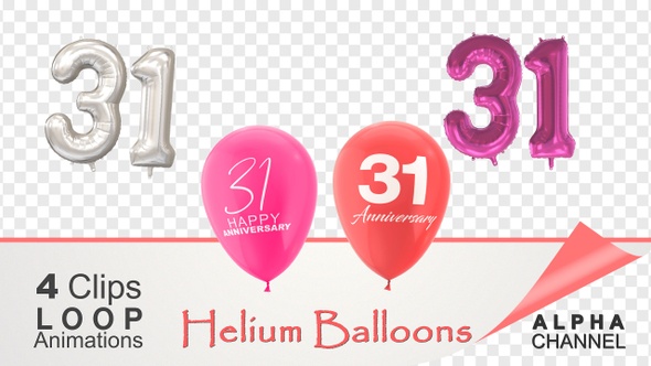 31 Anniversary Celebration Helium Balloons Pack