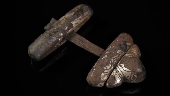 Viking Sword Handle with Golden Inlay Decoration Artwork alt