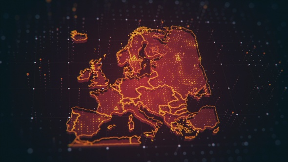 Europe Danger Red Map 4 K