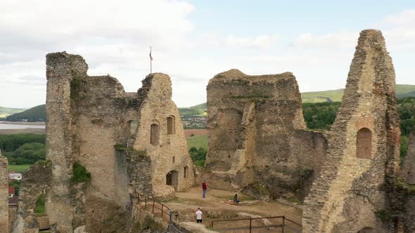 Aerial view of Divin Castle in the village of Divin in Slovakia alt