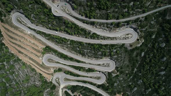 Aerial Top View of Twisted Road