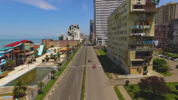 Seafront Boulevard in Batumi Georgia with Multistoried Buildings on One Side alt