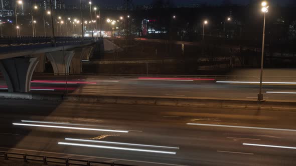 View of the highway at night, car traffic at night.