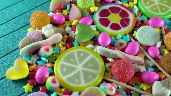 Colorful Lollipops and Different Colored Candies