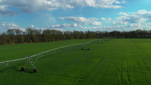 Irrigation Farming Field Aerial View