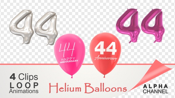 44 Anniversary Celebration Helium Balloons Pack
