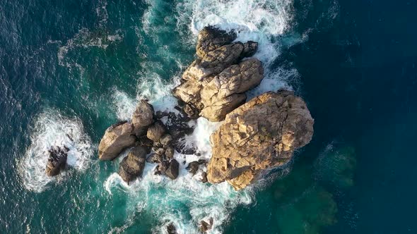 Thousands of Birds Fly Over a Small Island Aerial View alt