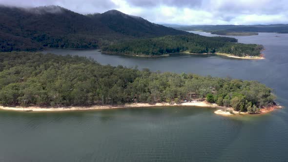 Lake Tinaroo aerial fly over in Atherton Tablelands, Queensland, Australia alt